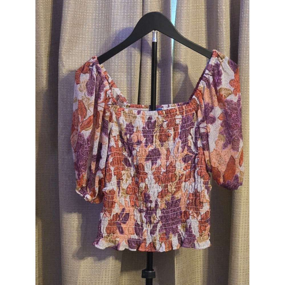 Old Navy Floral Off‎ The Shoulder Sheer Crop Top Women's Size Medium Multicolor